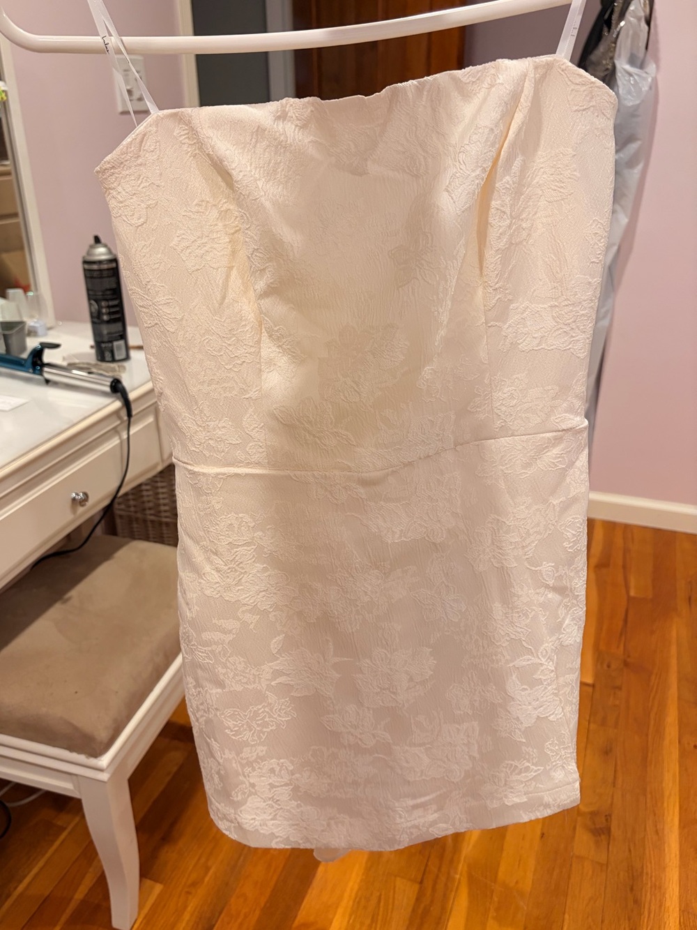 Ivory Strapless Floral Jacquard romper
